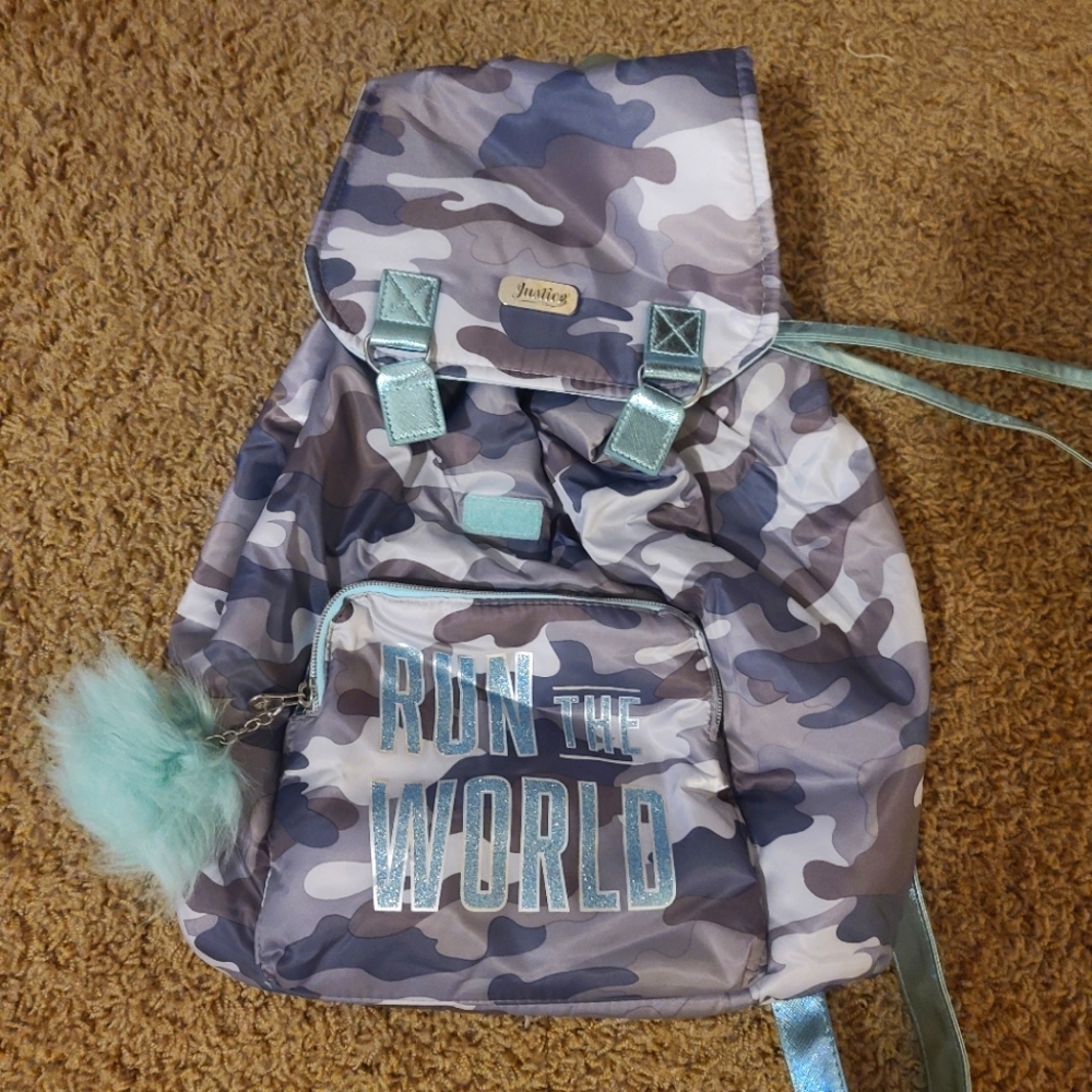 Justice Camo drawstring backpack